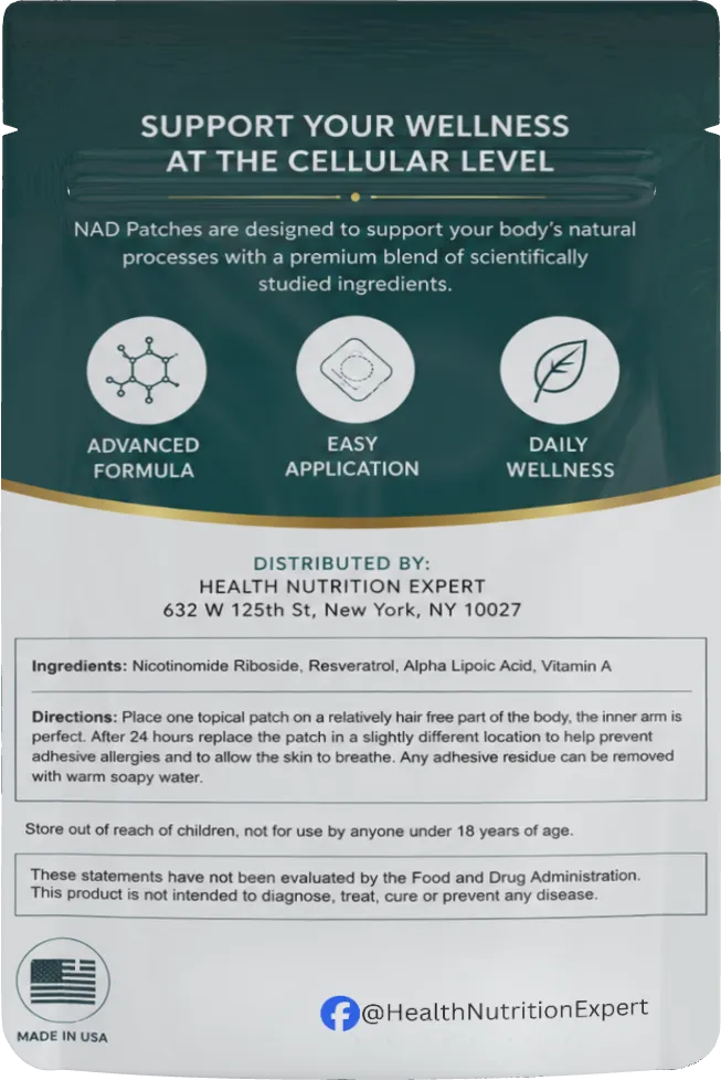 NAD Patch 15 Day | Cellular Wellness & Daily Vitality Support | Health Nutrition Expert