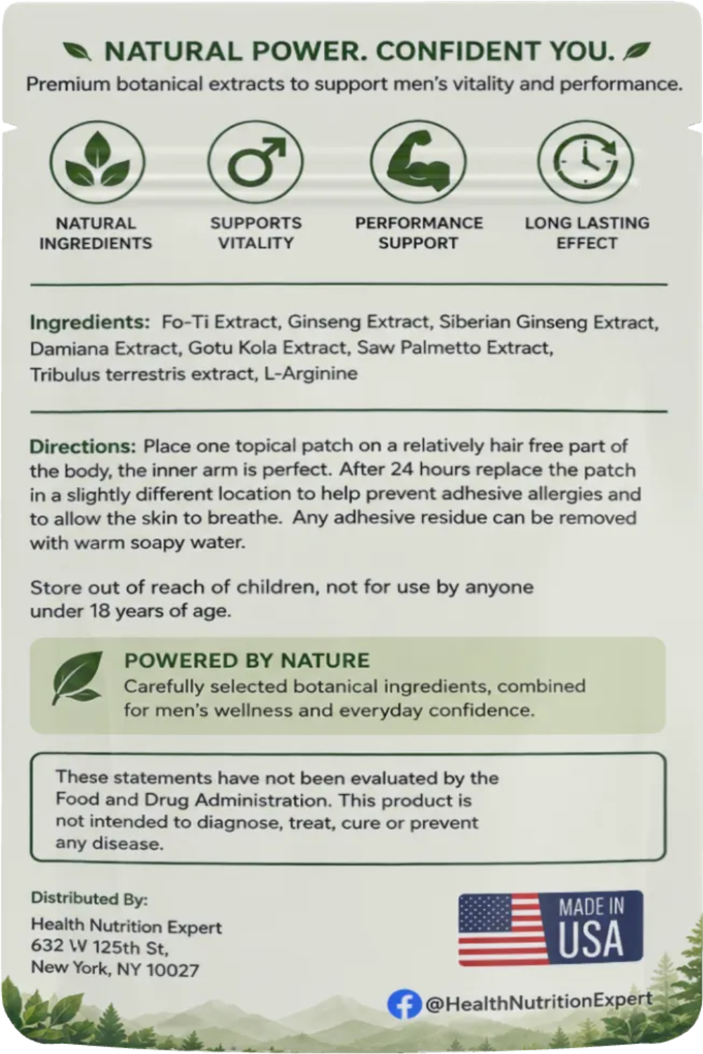 Potency Boosting Patches for Men | 15 Day Supply| Men's Vitality & Performance Support| Health Nutrition Expert