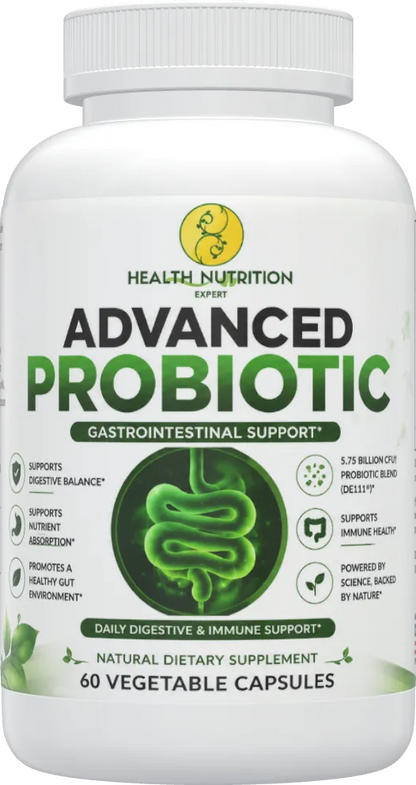 Advanced Probiotic Capsules | 5.75 Billion CFU | Digestive & Immune Support | 60 Vegetable Capsules | Health Nutrition Expert