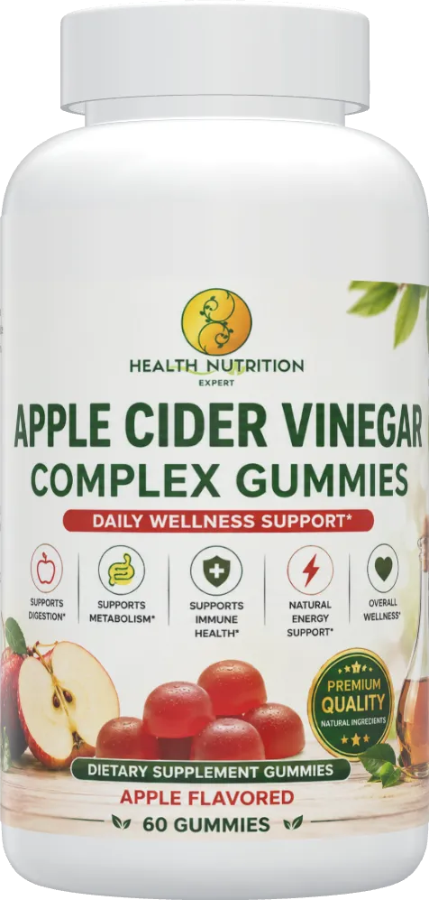 Apple Cider Vinegar Gummies | 500mg ACV Complex | 60 Gummies | Health Nutrition Expert