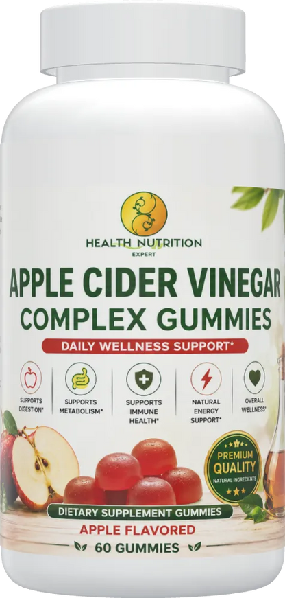 Apple Cider Vinegar Gummies | 500mg ACV Complex | 60 Gummies | Health Nutrition Expert