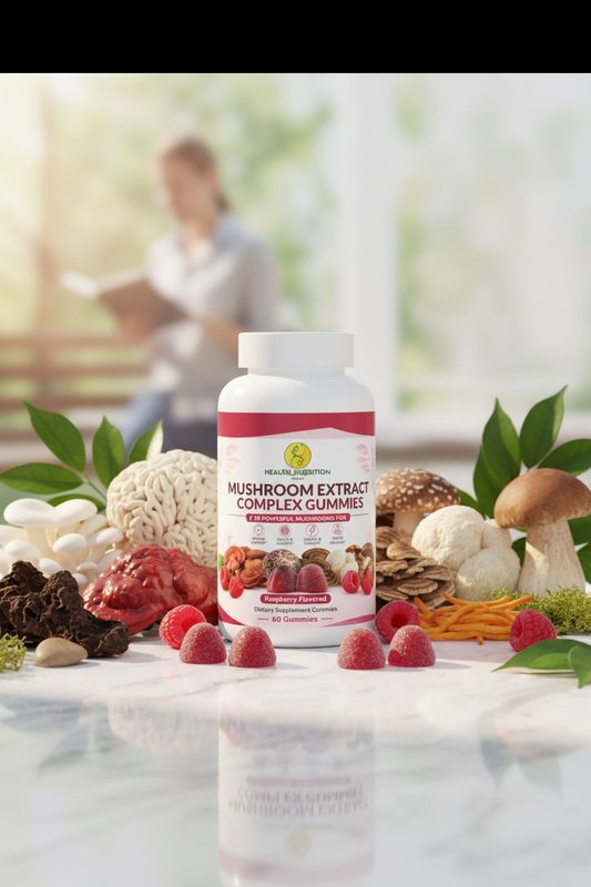 Mushroom Extract Complex Gummies | 10 Mushroom Blend | 60 Gummies | Health Nutrition Expert