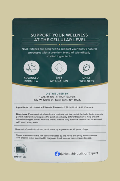 NAD Patch 15 Day Supply | Cellular Energy & Wellness Support | Health Nutrition Expert