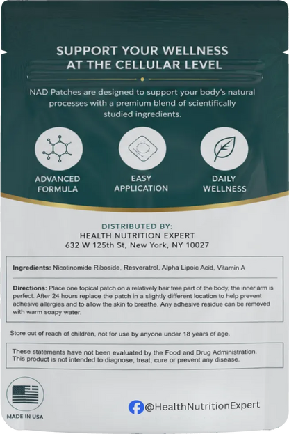 NAD Patch 15 Day | Cellular Wellness & Daily Vitality Support | Health Nutrition Expert