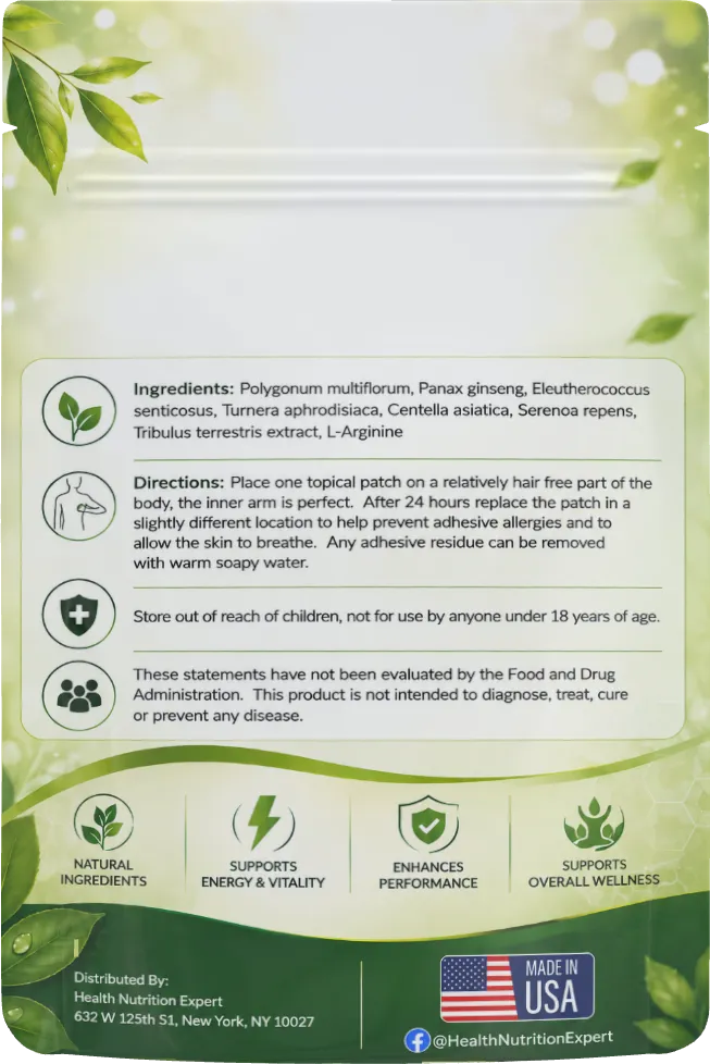 Potency Boosting Patches for Women | 15 Day Supply | Energy, Vitality & Wellness Support| Health Nutrition Expert