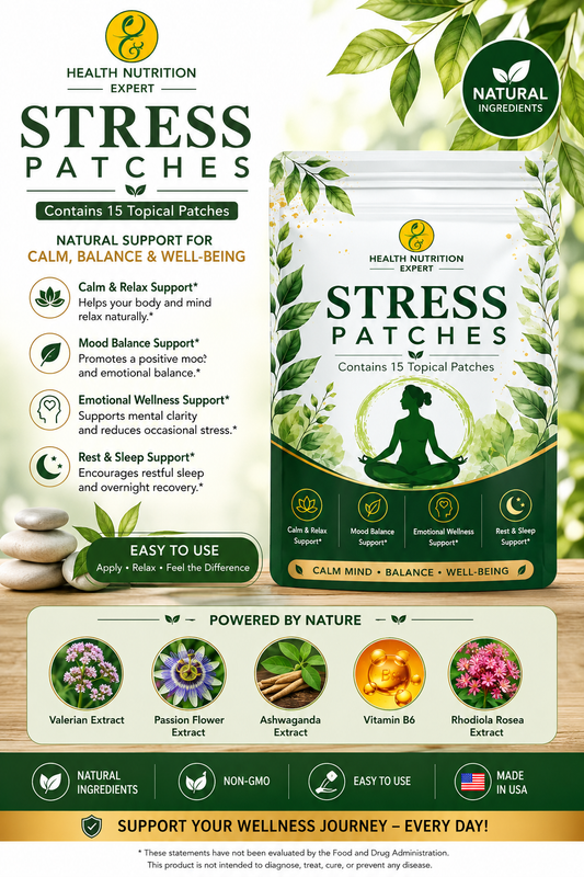 Stress Patch 15 Day Supply | Daily Stress & Relaxation Support | Health Nutrition Expert