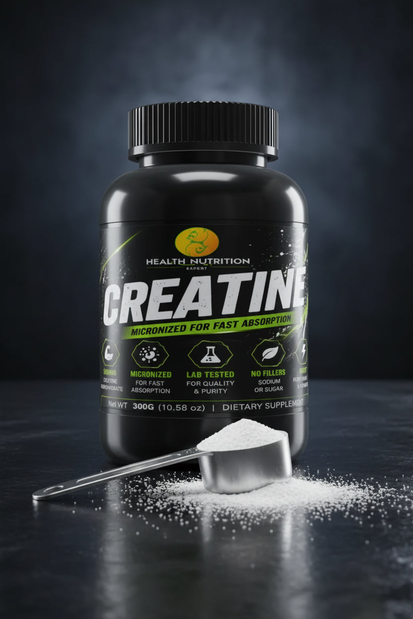 Creatine Monohydrate 5000mg – Micronized Creatine Powder, 300g | 60 Servings | Health Nutrition Expert