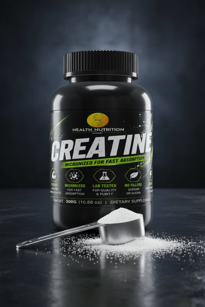Creatine Monohydrate 5000mg – Micronized Creatine Powder, 300g | 60 Servings | Health Nutrition Expert