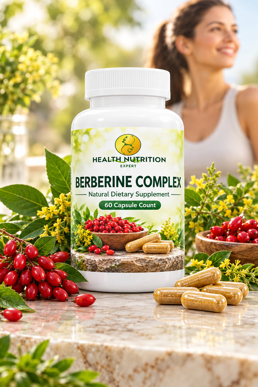 Berberine Complex Capsules – 500mg Berberine HCl + Bitter Melon & Banana Leaf | Health Nutrition Expert