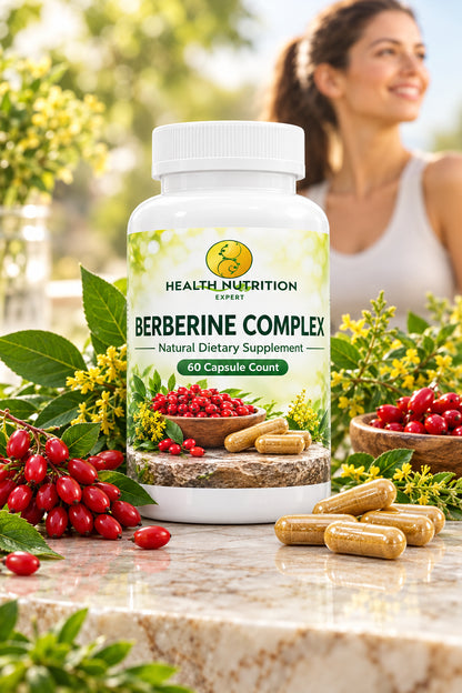 Berberine Complex Capsules – 500mg Berberine HCl + Bitter Melon & Banana Leaf | Health Nutrition Expert