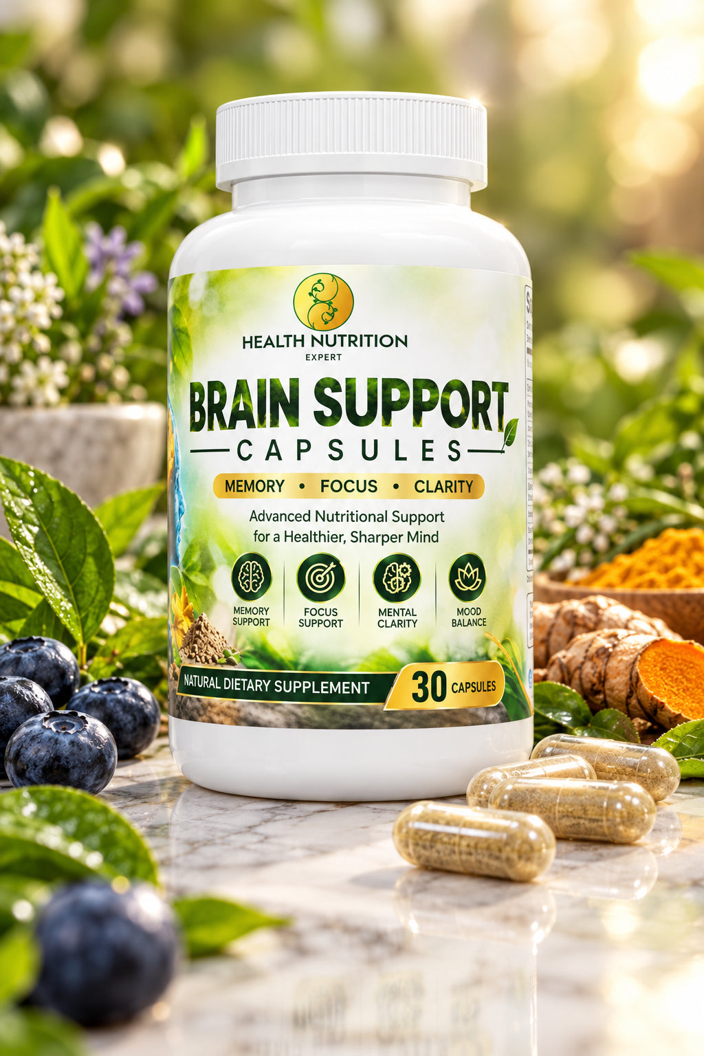 Brain Support Formula Capsules – Natural Dietary Supplement | 30 Capsules | Health Nutrition Expert