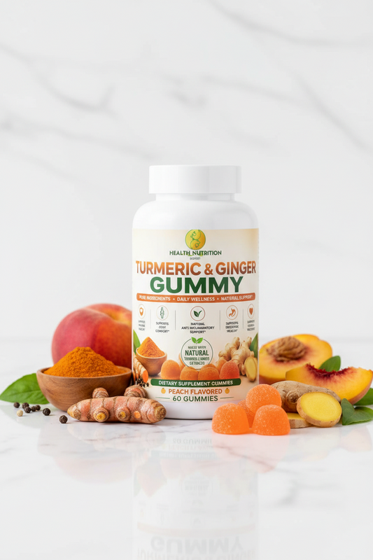Turmeric & Ginger Gummies | Joint & Immune Support | Peach Flavor | Health Nutrition Expert