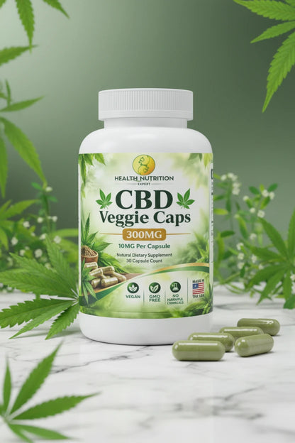 CBD Veggie Caps 300MG – 10MG CBD per Capsule | 30 Capsules |Health Nutrition Expert